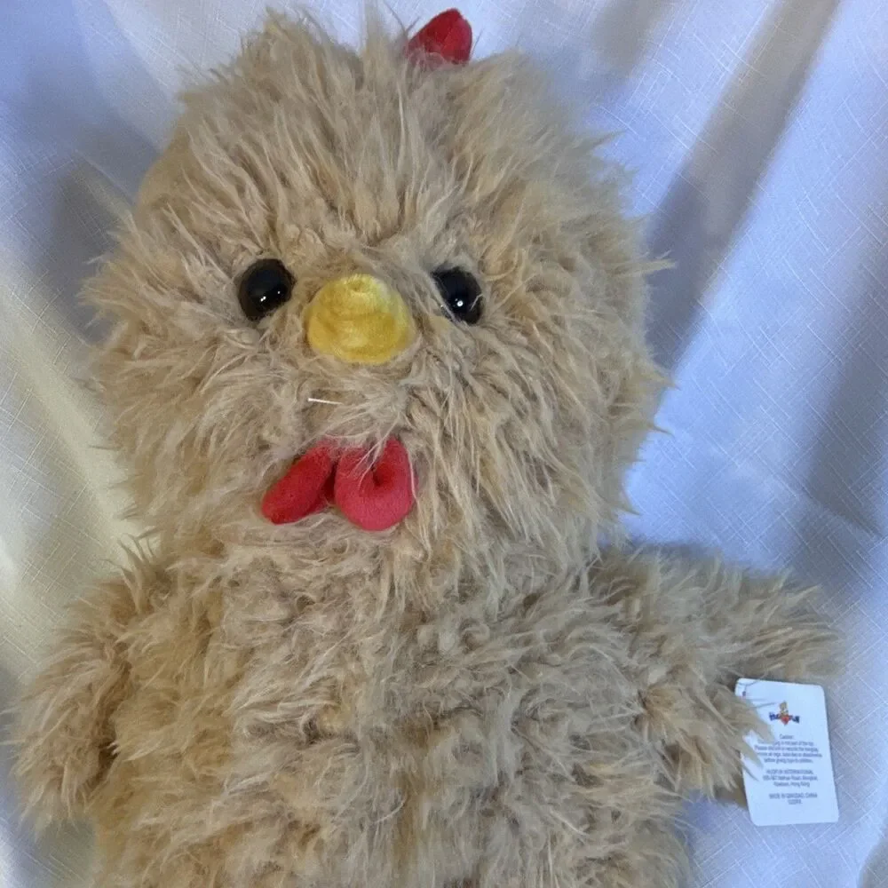 Hug Fun Chicken Plush Stuffed Animal Beige/Yellow/Red Small 16 in w/ Tags